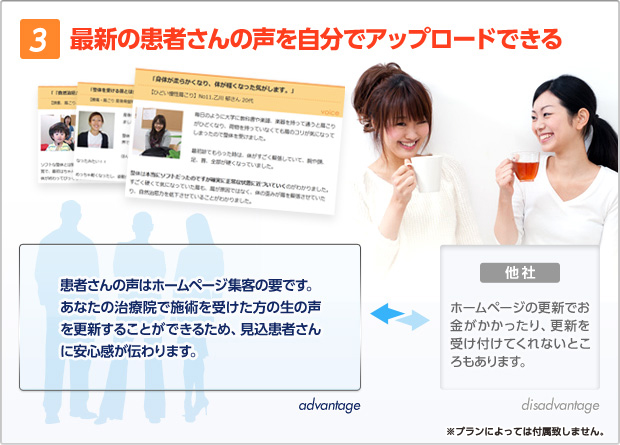 ５．最新の患者さんの声を自分でアップロードできる