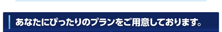 あなたにぴったりのプランをご用意しております。
