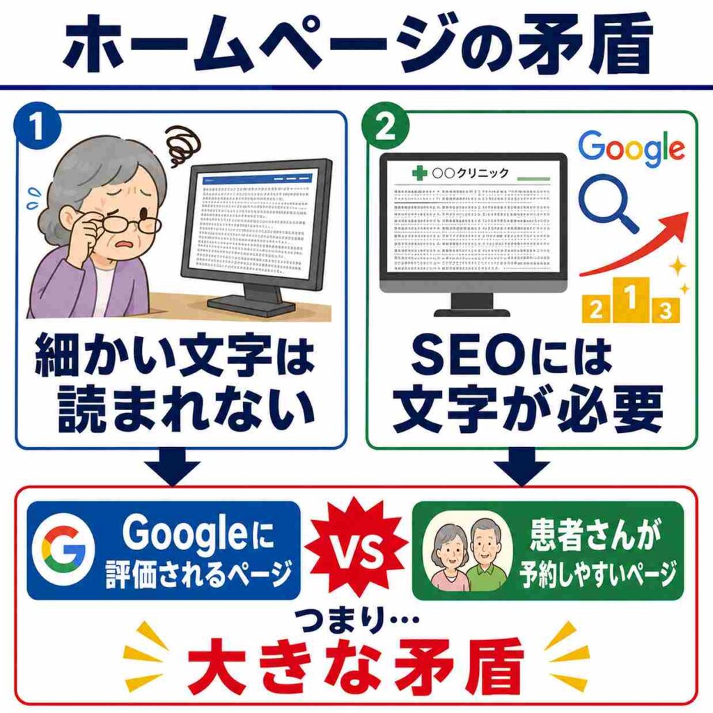 Googleに評価されることと、患者さんが予約しやすいことには矛盾が生じる
