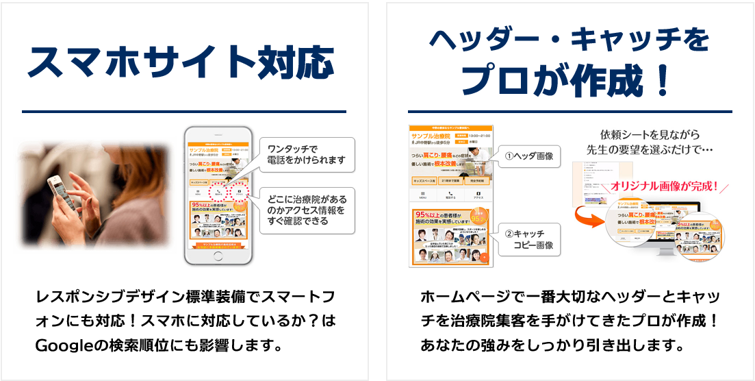 スマホ対応・ヘッダー、キャッチをプロが作成